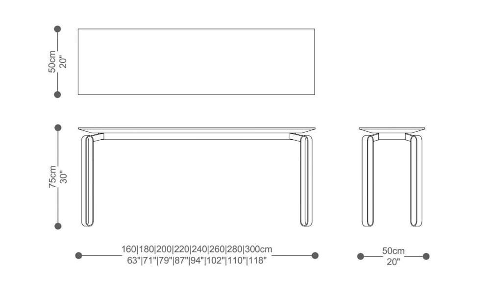 Image of the main dimensions of the product